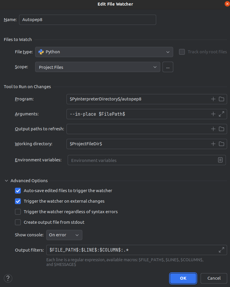 File Watcher: AutoPEP8