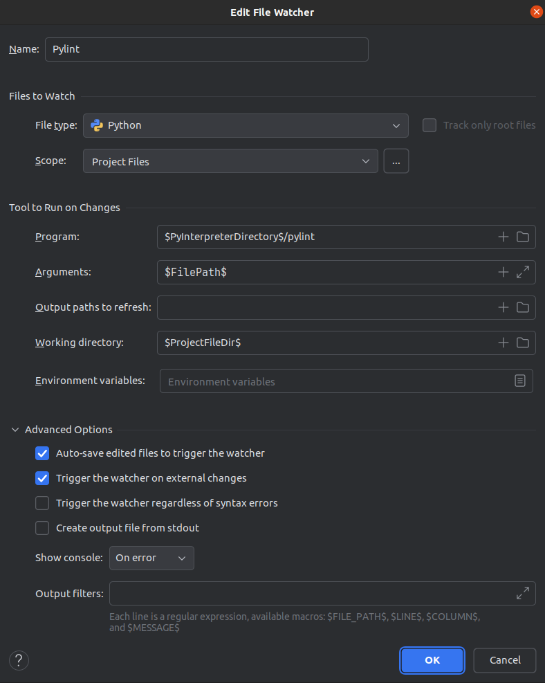 File Watcher: Pylint