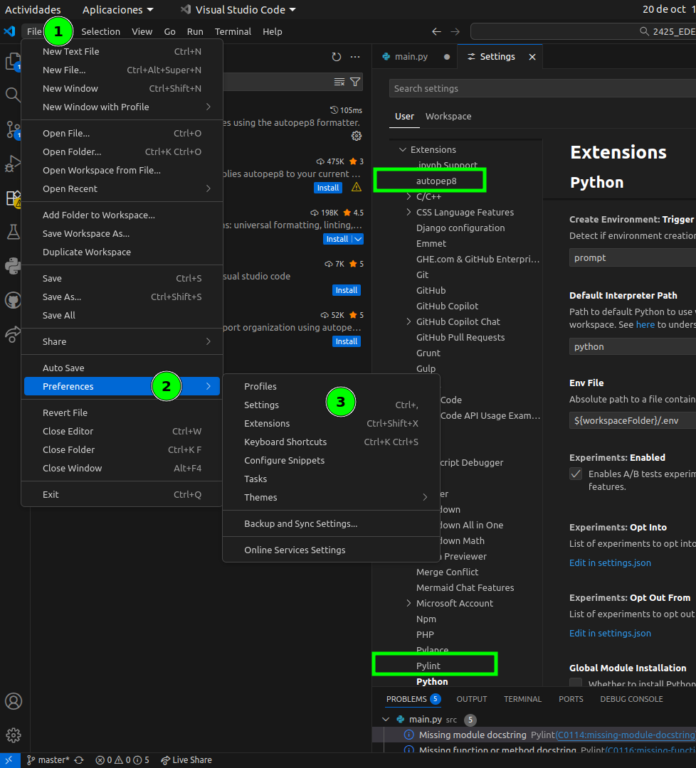 Instalación y configuración de extensiones