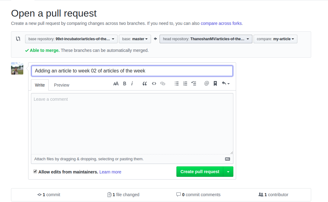 Create Pull request