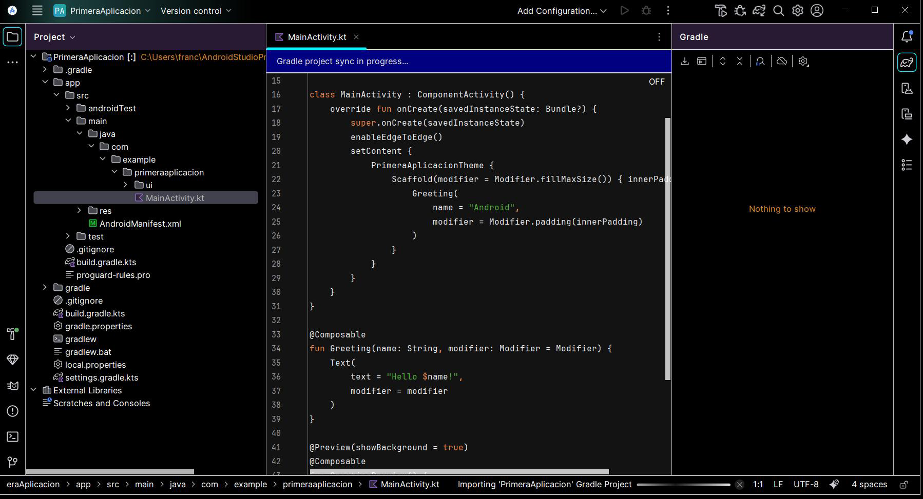 Primer proyecto en Android Studio