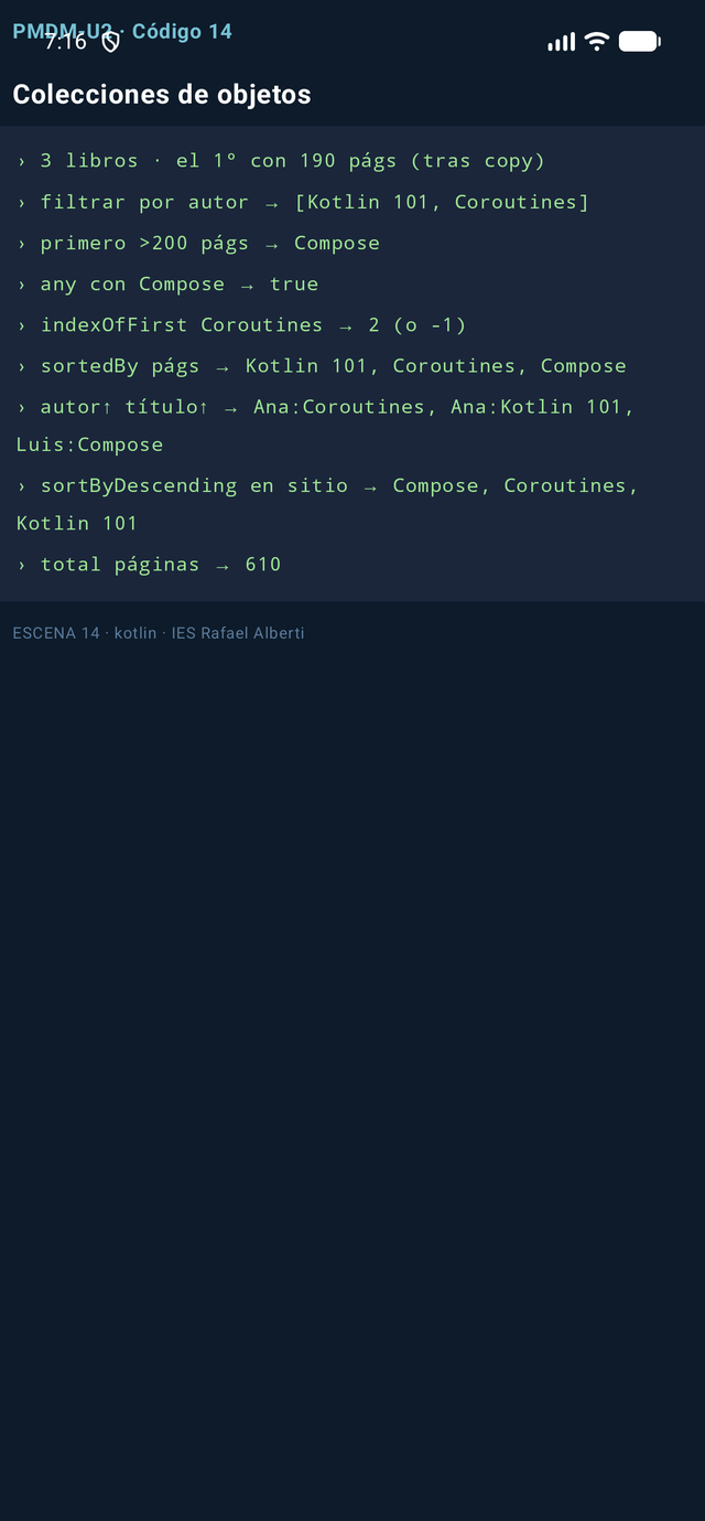 Captura: CRUD y consultas sobre una colección de data classes