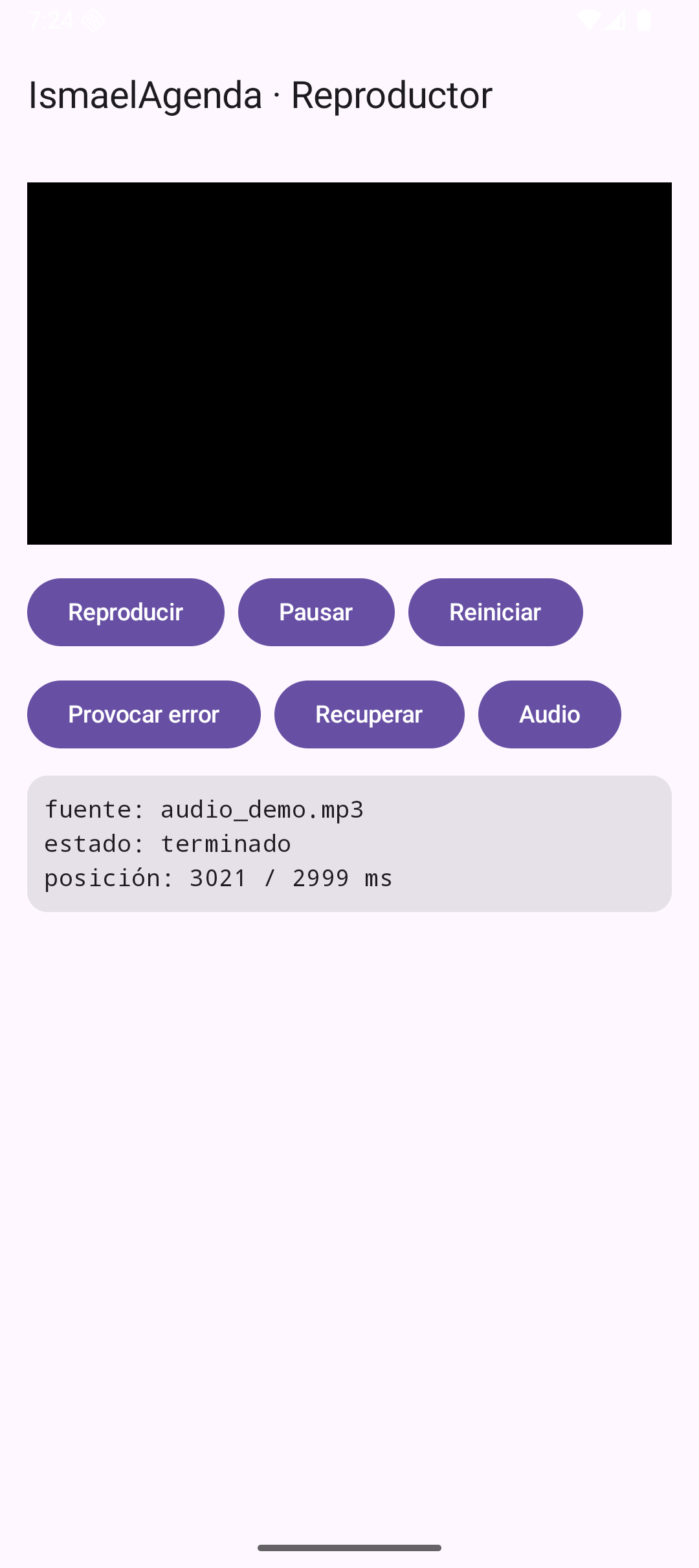 Reproductor con audio sin imagen
