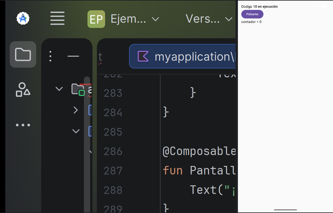 El Código 10 en ejecución: el evento onClick con su lambda