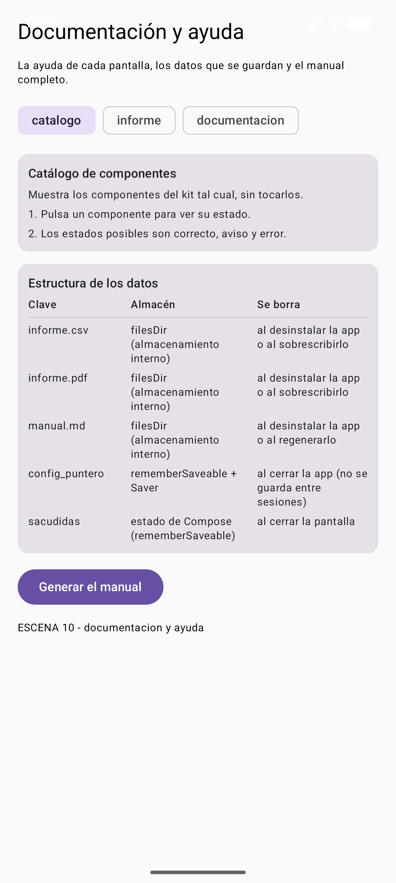 La escena 10 con la ayuda del catálogo