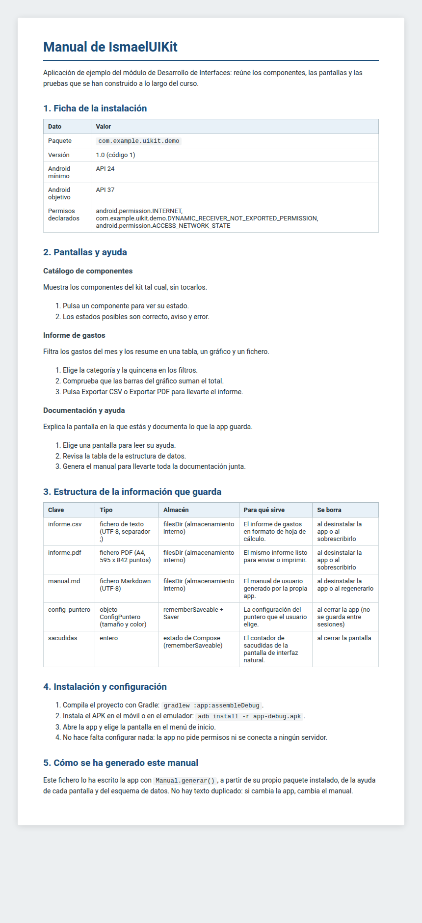El manual que ha generado la app